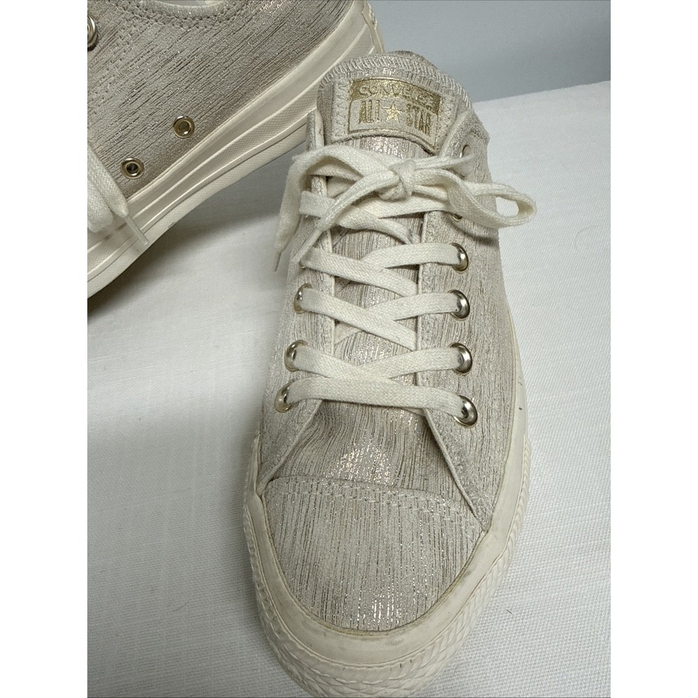 Converse Sneakers Women's 8 Precious Metal Egret Gold Low Chucks‎ Classy Casual